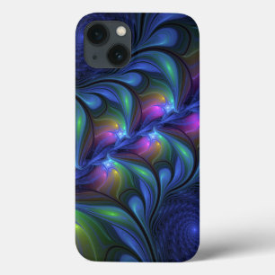 Colourful Luminous Abstract Blue Pink Green Fracta iPhone 13 Case