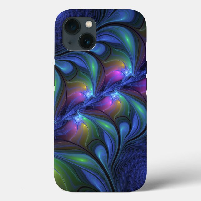 Colourful Luminous Abstract Blue Pink Green Fracta Case-Mate iPhone Case (Back)