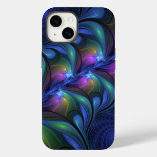 Colourful Luminous Abstract Blue Pink Green Fracta Case-Mate iPhone 14 Case