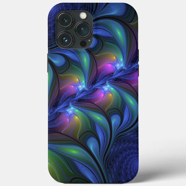 Colourful Luminous Abstract Blue Pink Green Fracta Case-Mate iPhone Case (Back)