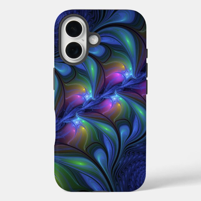 Colourful Luminous Abstract Blue Pink Green Fracta Case-Mate iPhone Case (Back)