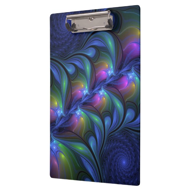 Colourful Luminous Abstract Blue Pink Green Fracta Clipboard (Left)