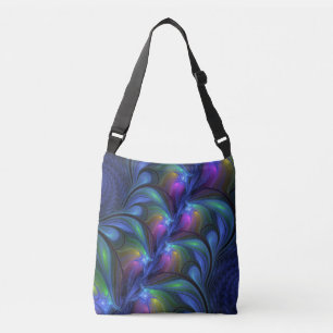 Colourful Luminous Abstract Blue Pink Green Fracta Crossbody Bag