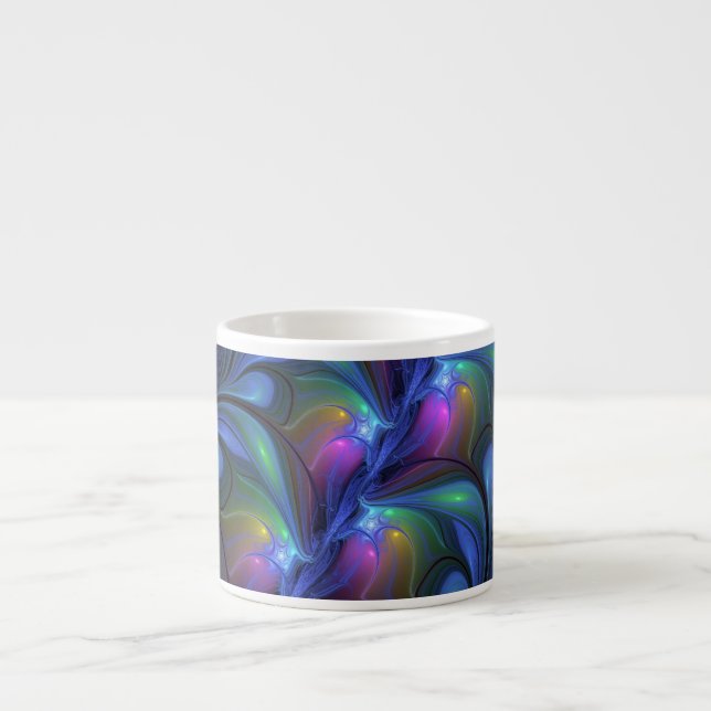 Colourful Luminous Abstract Blue Pink Green Fracta Espresso Cup (Front)