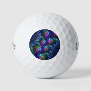 Colourful Luminous Abstract Blue Pink Green Fracta Golf Balls