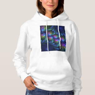 Colourful Luminous Abstract Blue Pink Green Fracta Hoodie