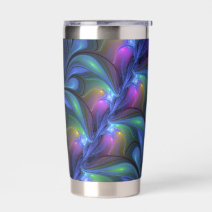 Colourful Luminous Abstract Blue Pink Green Fracta Insulated Tumbler