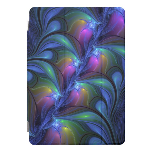 Colourful Luminous Abstract Blue Pink Green Fracta iPad Pro Cover (Front)