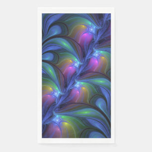 Colourful Luminous Abstract Blue Pink Green Fracta Napkin