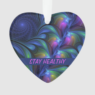 Colourful Luminous Abstract Blue Pink Green Fracta Ornament