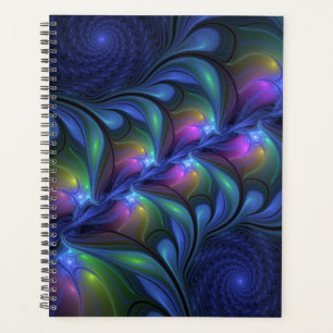 Colourful Luminous Abstract Blue Pink Green Fracta Planner