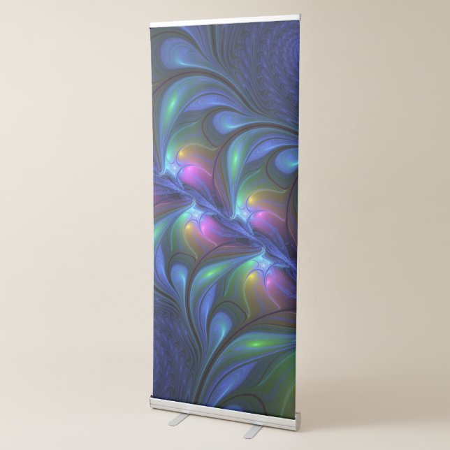 Colourful Luminous Abstract Blue Pink Green Fracta Retractable Banner (3/4)