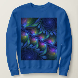 Colourful Luminous Abstract Blue Pink Green Fracta Sweatshirt