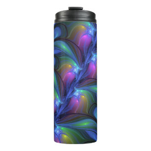 Colourful Luminous Abstract Blue Pink Green Fracta Thermal Tumbler