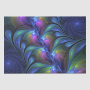 Colourful Luminous Abstract Blue Pink Green Fracta Tissue Paper