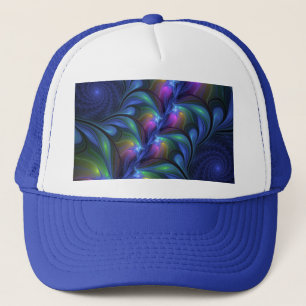 Colourful Luminous Abstract Blue Pink Green Fracta Trucker Hat