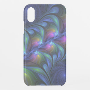 Colourful Luminous Abstract Blue Pink Green Fracta iPhone XR Case