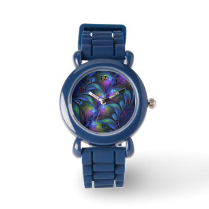 Colourful Luminous Abstract Blue Pink Green Fracta Watch