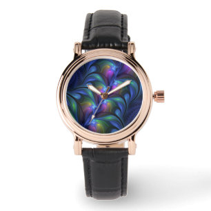 Colourful Luminous Abstract Blue Pink Green Fracta Watch