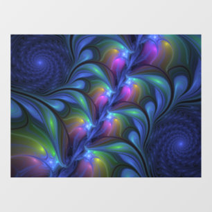 Colourful Luminous Abstract Blue Pink Green Fracta Window Cling