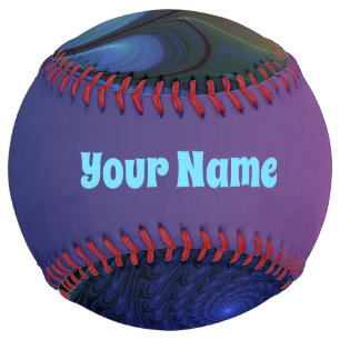 Colourful Luminous Abstract Blue Pink Green Name Softball