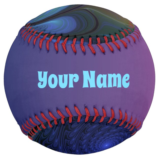 Colourful Luminous Abstract Blue Pink Green Name Softball (Front)