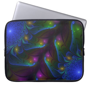 Colourful Luminous Abstract Modern Fractal Art Laptop Sleeve