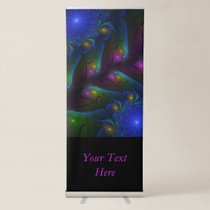 Colourful Luminous Abstract Modern Fractal Text Retractable Banner