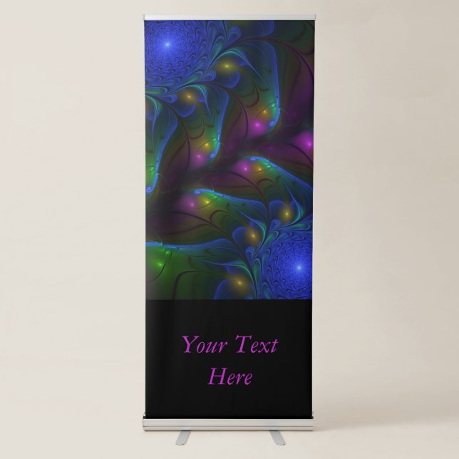 Colourful Luminous Abstract Modern Fractal Text Retractable Banner (Front)