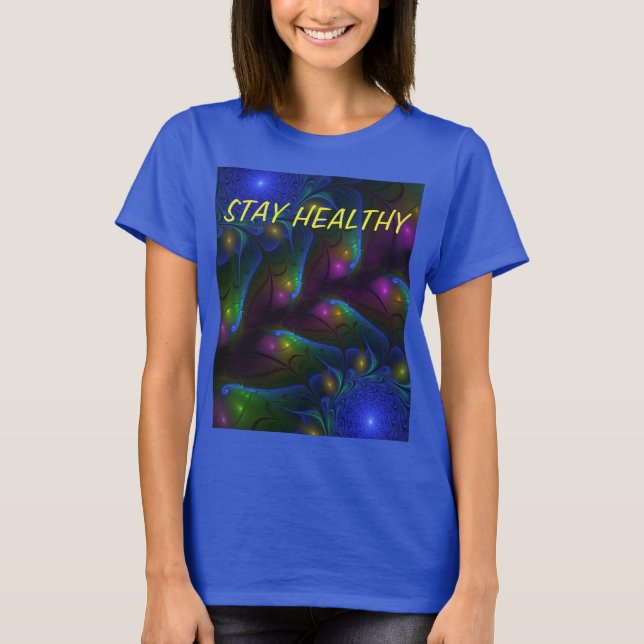 Colourful Luminous Abstract Modern Fractal Text T-Shirt (Front)