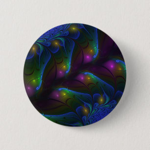 Colourful Luminous Abstract Modern Trippy Fractal 6 Cm Round Badge