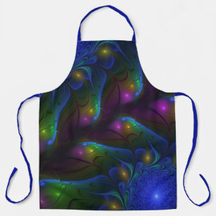 Colourful Luminous Abstract Modern Trippy Fractal Apron