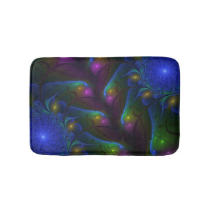 Colourful Luminous Abstract Modern Trippy Fractal Bath Mat
