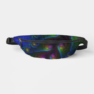 Colourful Luminous Abstract Modern Trippy Fractal Bum Bags