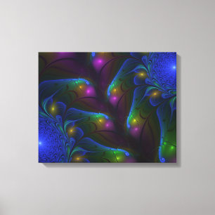 Colourful Luminous Abstract Modern Trippy Fractal Canvas Print