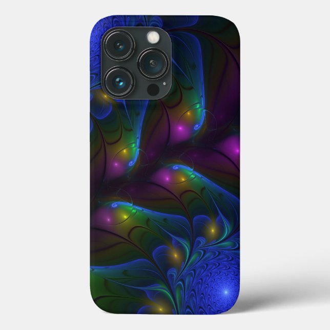 Colourful Luminous Abstract Modern Trippy Fractal Case-Mate iPhone Case (Back)
