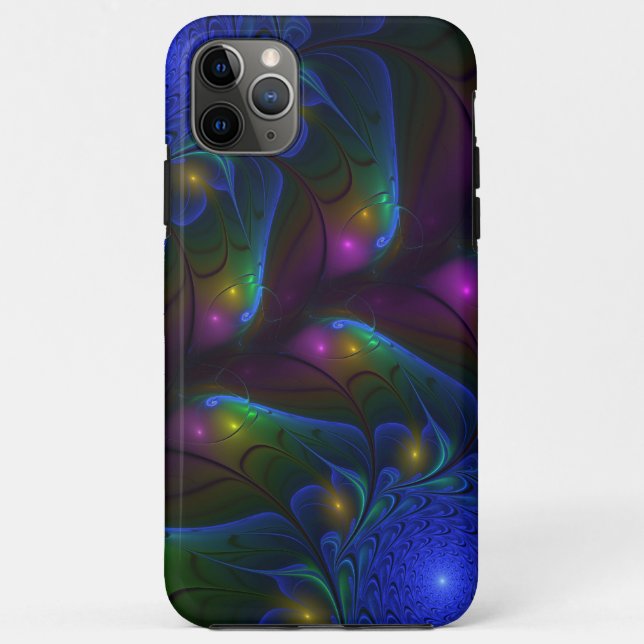 Colourful Luminous Abstract Modern Trippy Fractal Case-Mate iPhone Case (Back)
