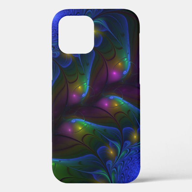 Colourful Luminous Abstract Modern Trippy Fractal Case-Mate iPhone Case (Back)