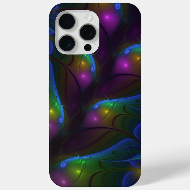 Colourful Luminous Abstract Modern Trippy Fractal Case-Mate iPhone Case (Back)