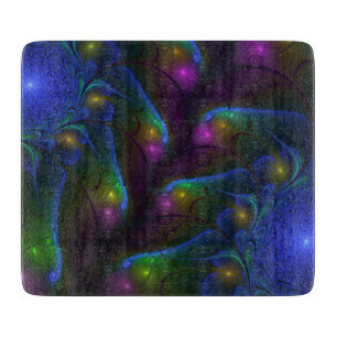 Colourful Luminous Abstract Modern Trippy Fractal Cutting Board