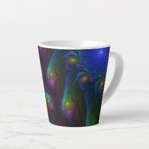 Colourful Luminous Abstract Modern Trippy Fractal Latte Mug