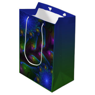 Colourful Luminous Abstract Modern Trippy Fractal Medium Gift Bag