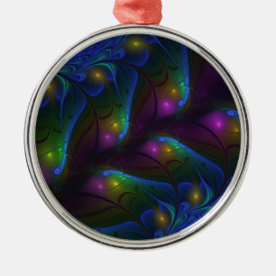 Colourful Luminous Abstract Modern Trippy Fractal Metal Tree Decoration