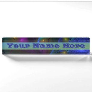 Colourful Luminous Abstract Modern Trippy Fractal Nameplate