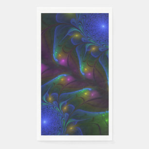 Colourful Luminous Abstract Modern Trippy Fractal Napkin