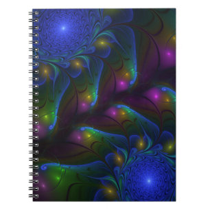 Colourful Luminous Abstract Modern Trippy Fractal Notebook