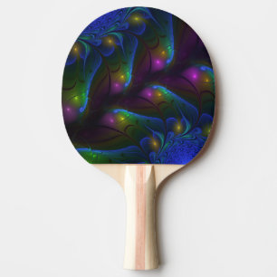 Colourful Luminous Abstract Modern Trippy Fractal Ping Pong Paddle