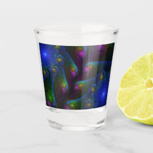 Colourful Luminous Abstract Modern Trippy Fractal Shot Glass