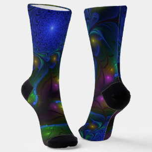 Colourful Luminous Abstract Modern Trippy Fractal Socks