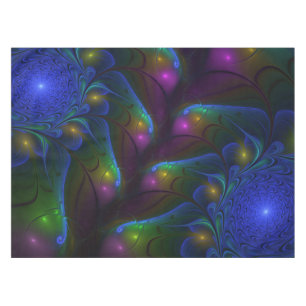 Colourful Luminous Abstract Modern Trippy Fractal Tablecloth